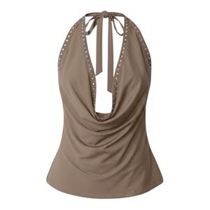 Princess Polly Khoda Studded Halter Top Khaki